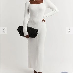 Dissh Lena White Long Sleeve Midi Dress